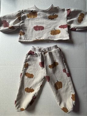 Play Up Baby Pumpkin Print Sweatshirt Jogger Set 12M